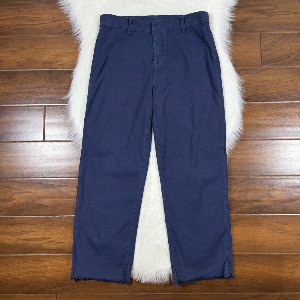Frank & Eileen Women's Size 8 Navy Blue Kinsale Cropped Pants Cotton Flax Blend